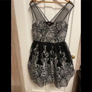 {Chi Chi London} black and silver cocktail dress